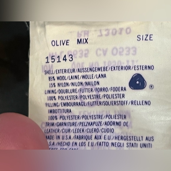 VTG WOOLRICH Size L Wool/Leather Mens Olive Field Jacket Coat Made in USA G10 - Picture 7 of 12